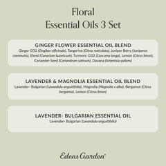 Lifestyle scene showcasing Edens Garden Floral Oils set