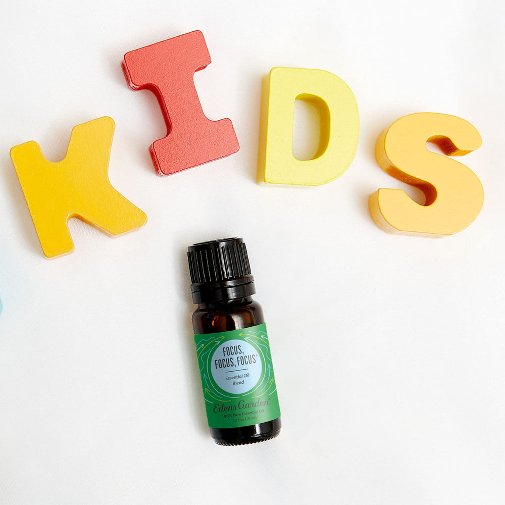 Focus, Focus, Focus essential oil bottle with dropper