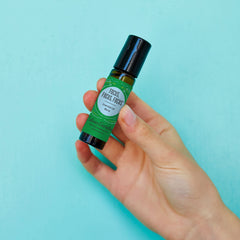 Back label view of Focus Roll-On bottle