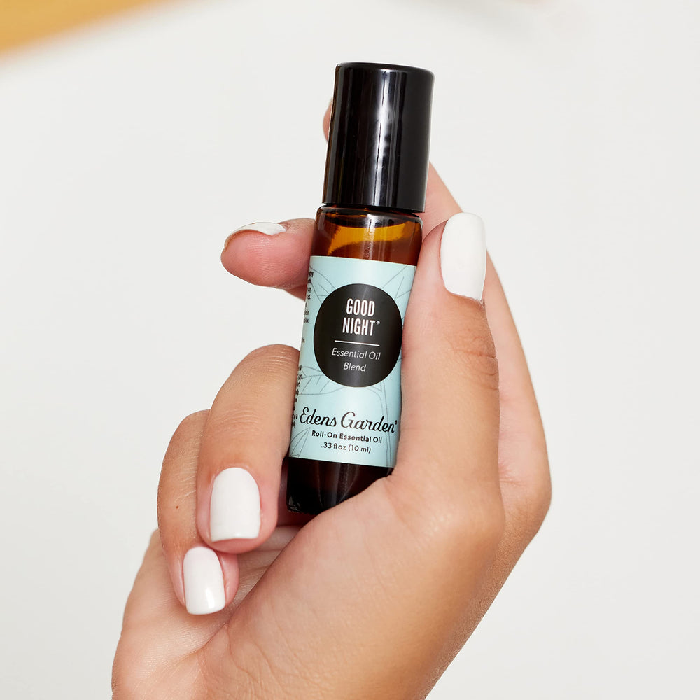 Label close-up of Good Night Essential Oil Roll-On