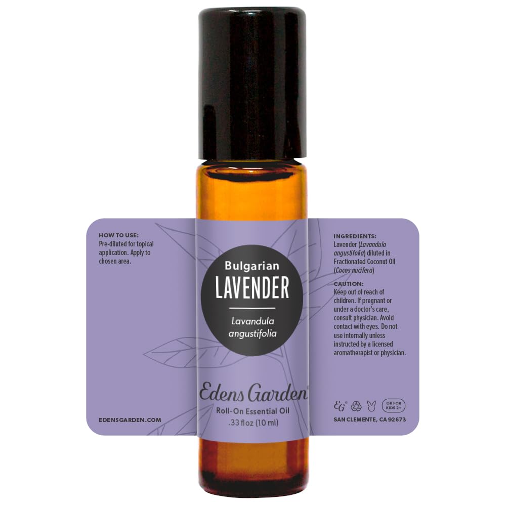 Product shot of Edens Garden Lavender Bulgarian oil roll-on 10 ml