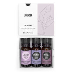 Front view of Edens Garden Lavender 3-set bottles