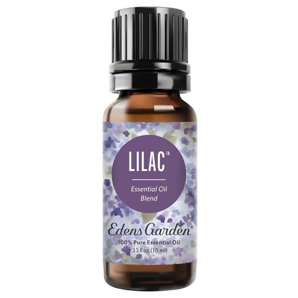 Bottle of Edens Garden Lilac Essential Oil Blend 10 ml with label