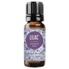 Bottle of Edens Garden Lilac Essential Oil Blend 10 ml with label