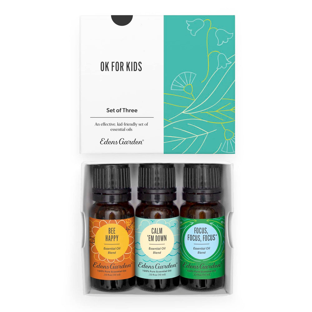 Front view of Edens Garden OK For Kids essential oil 3-set (10ml each)