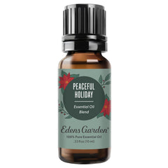 Edens Garden Peaceful Holiday essential oil blend bottle front view