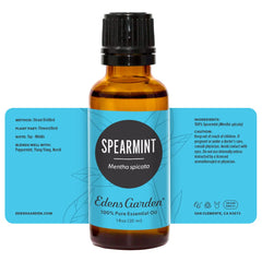 Diffuser scene with spearmint essential oil and candles