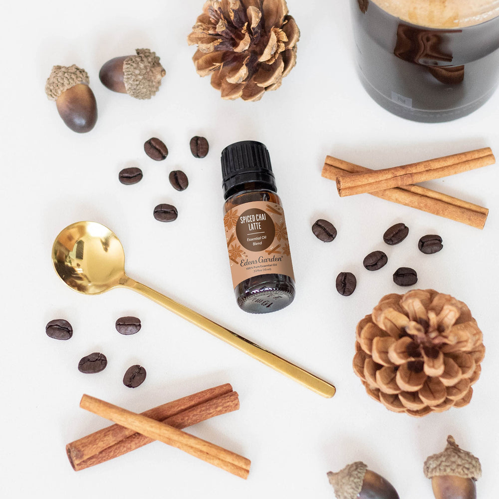 Label on Spiced Chai Latte oil bottle showing 10 ml size