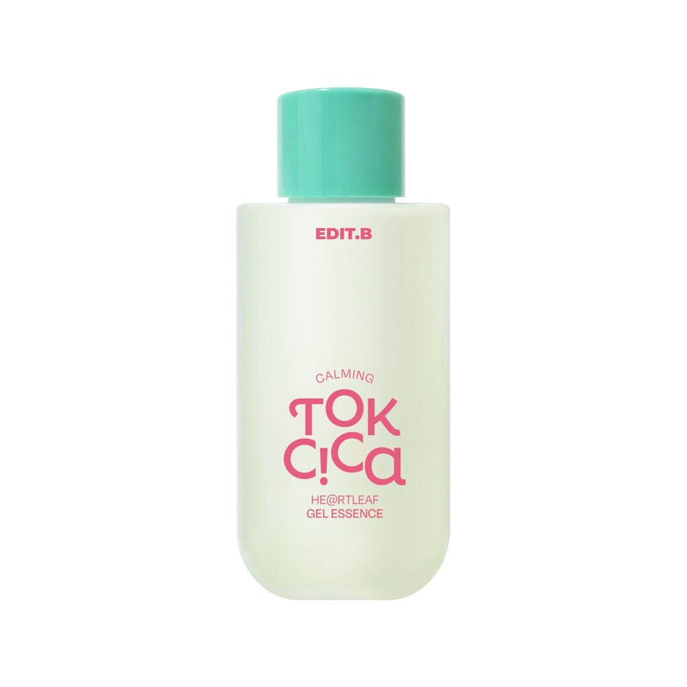 EDIT.B Calming Tok Cica Heartleaf Gel Essence bottle pour for immediate cooling relief after sun exposure