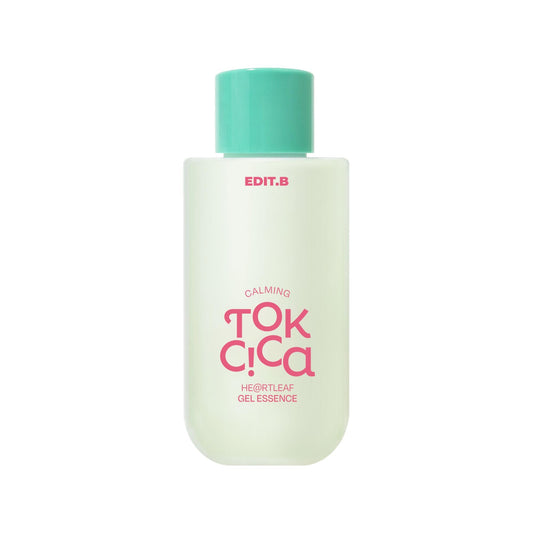 EDIT.B Calming Tok Cica Heartleaf Gel Essence bottle pour for immediate cooling relief after sun exposure