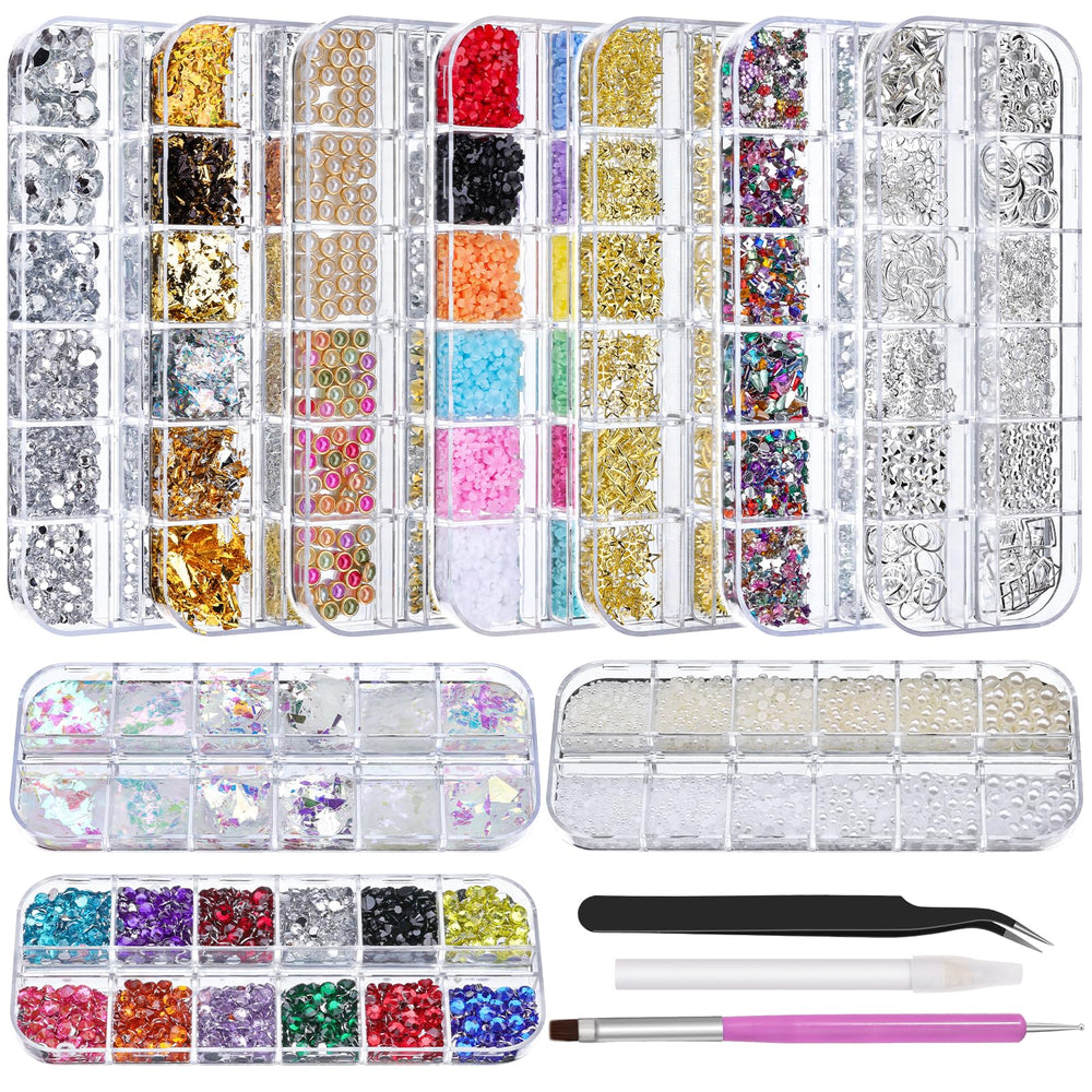 EditTime nail rhinestones kit box collection enables customizable manicures with brilliant sparkle.