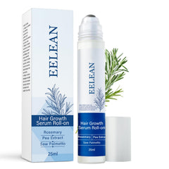 EELEAN hair growth serum roll-on bottle applied to scalp for targeted care