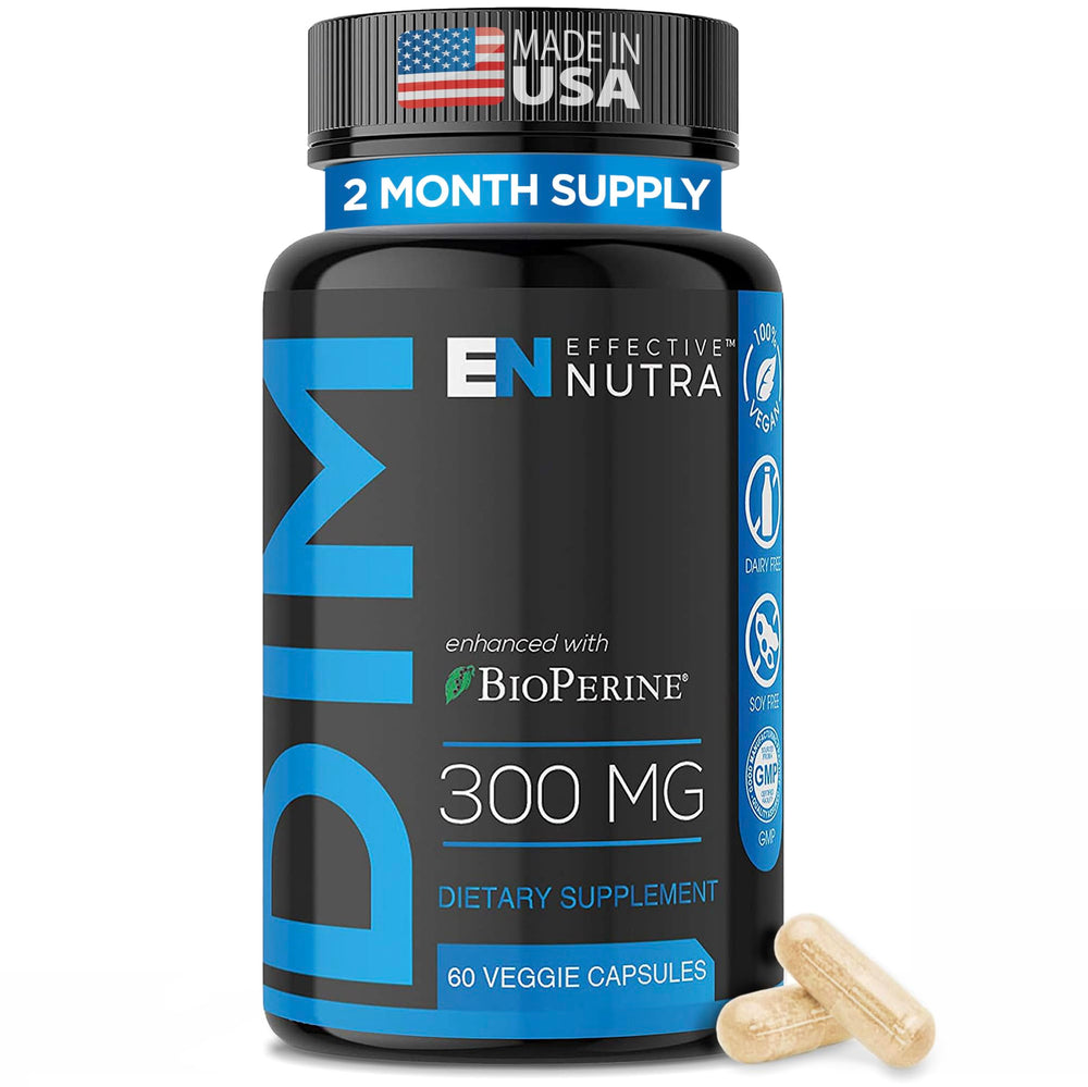 Effective Nutra Dim 300mg bottle shows hormone balance support in a daily capsule.