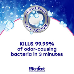 Dissolving Efferdent Complete Clean tablet with oxi-action action