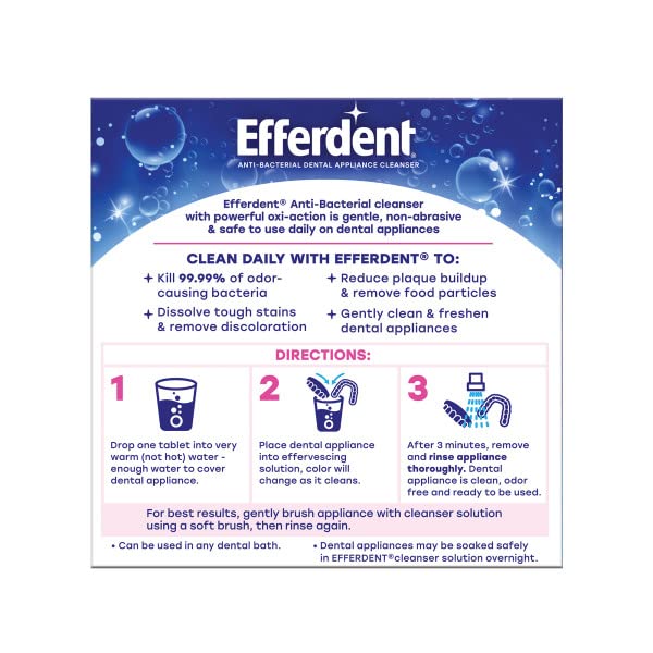 Efferdent Complete Clean tablets ready to use for dental appliances