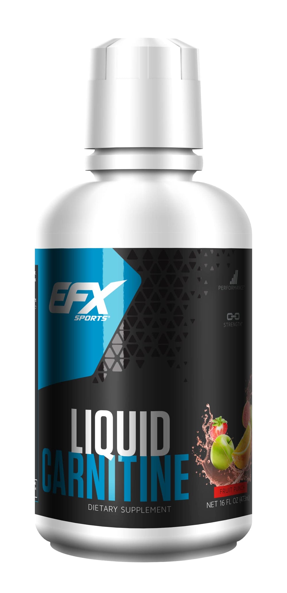 Bottle of EFX Sports L-Carnitine Liquid 1500mg Fruit Punch flavor
