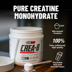Unflavored CREA-8 creatine powder mixing easily in liquid