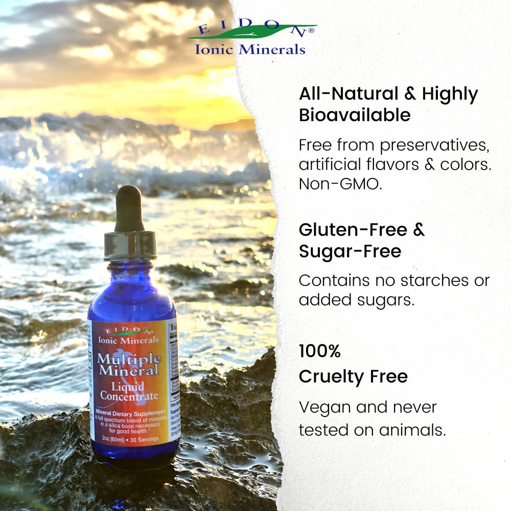 Silica-based mineral drops bottle on white background