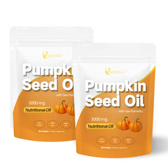 EILTEAU pumpkin seed oil and saw palmetto bottle on white background