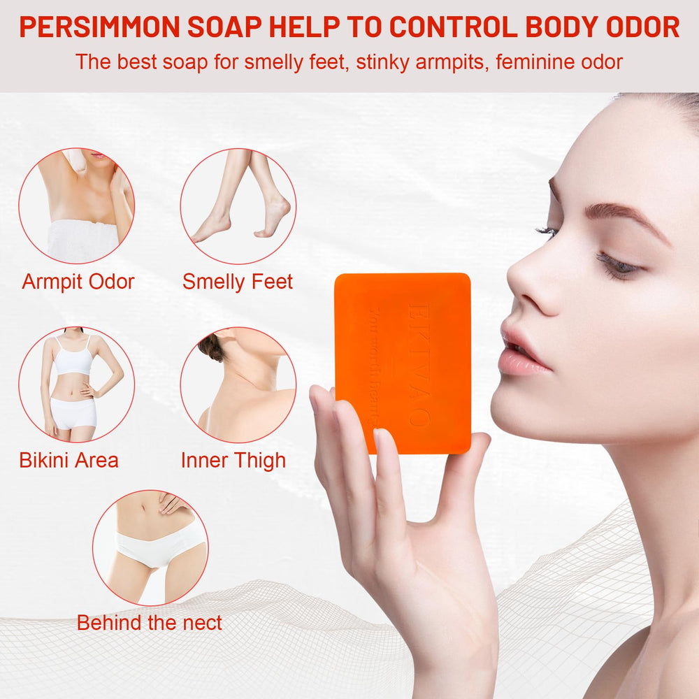 EKIVAO Persimmon Soap Foam-Net illustrates quick lather and easy cleansing