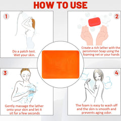 EKIVAO Persimmon Soap Lather Close-up highlights deep cleansing with persimmon extract