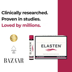 Array of ELASTEN ampoules showing red berry flavor