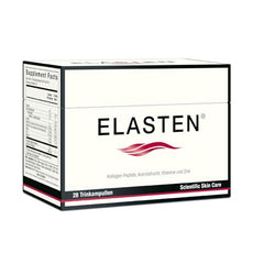 Lifestyle shot with ELASTEN bottle and glass with drink