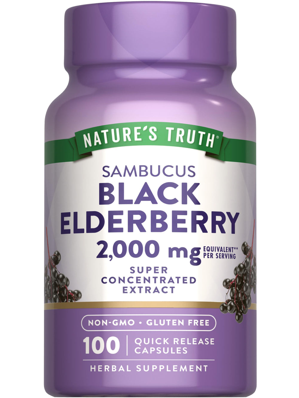 Nature's Truth Black Elderberry capsules bottle front view