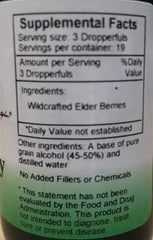 Ingredients label for Dr. Christopher Elderberry Extract 2 oz