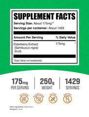Serving size 175 mg per serving for Elderberry Extract Powder