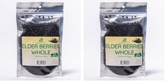 Organic elderberry whole berries, 4oz bottle – front view, 2-pack