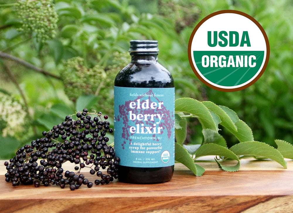 Refrigerate after opening label on elderberry elixir bottle