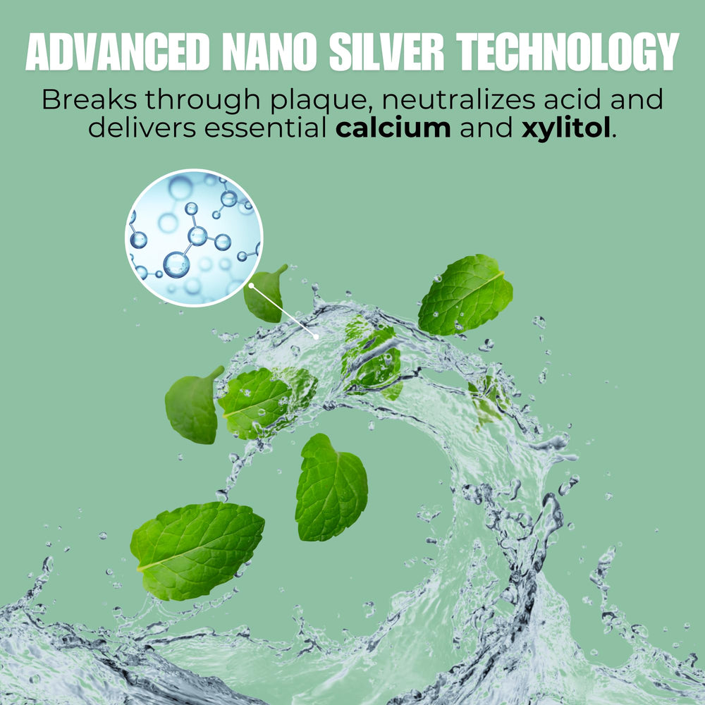 Nanosilver and xylitol branding on Elementa mouthwash packaging