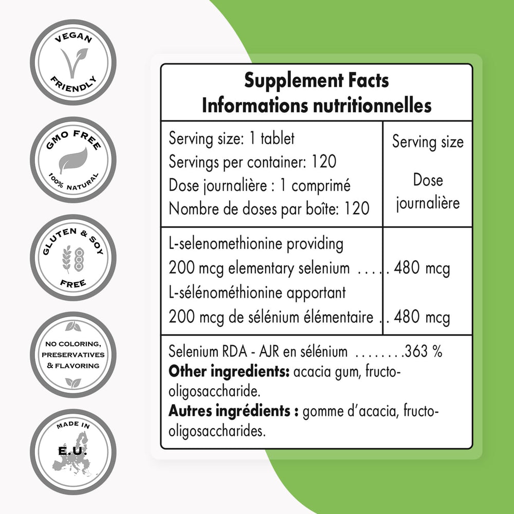 Elemental selenium 200 mcg per tablet