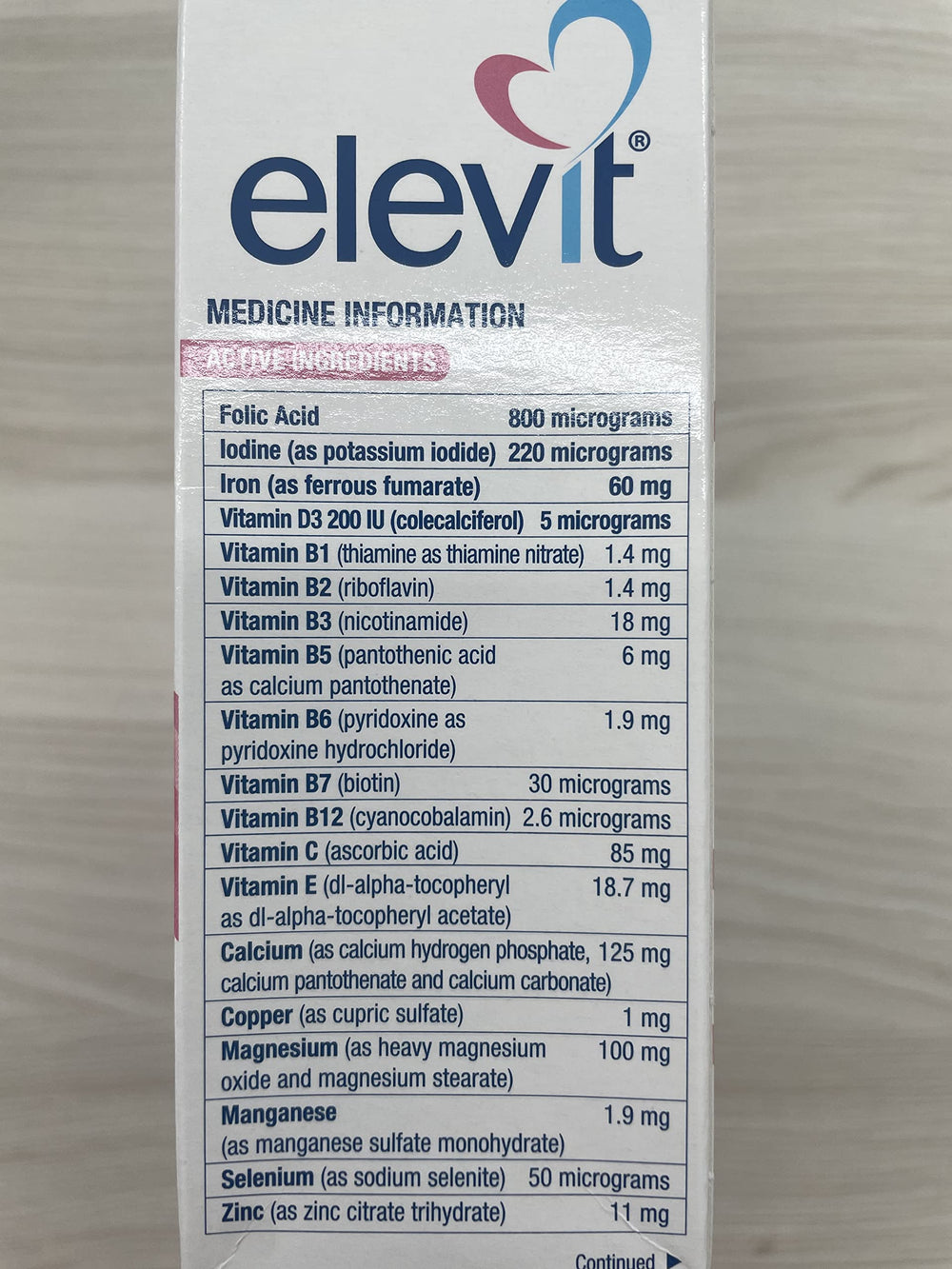 Elevit TAB with Iodine 100s packaging display