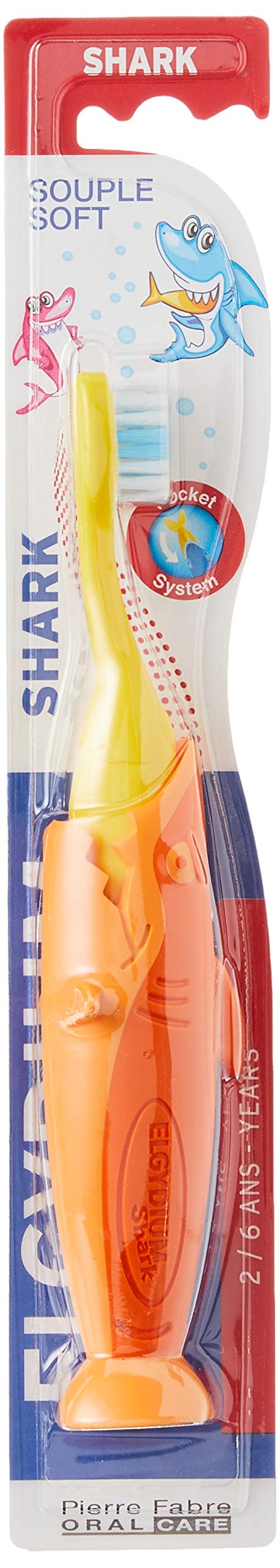 Elgydium Shark toothbrush for kids aged 2-6 years with soft bristles