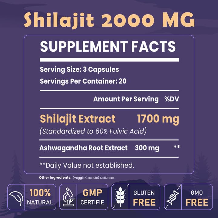 Shilajit resin capsules laid out in a row