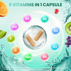 Graphic depiction of methylated B vitamins and TMG for energy support