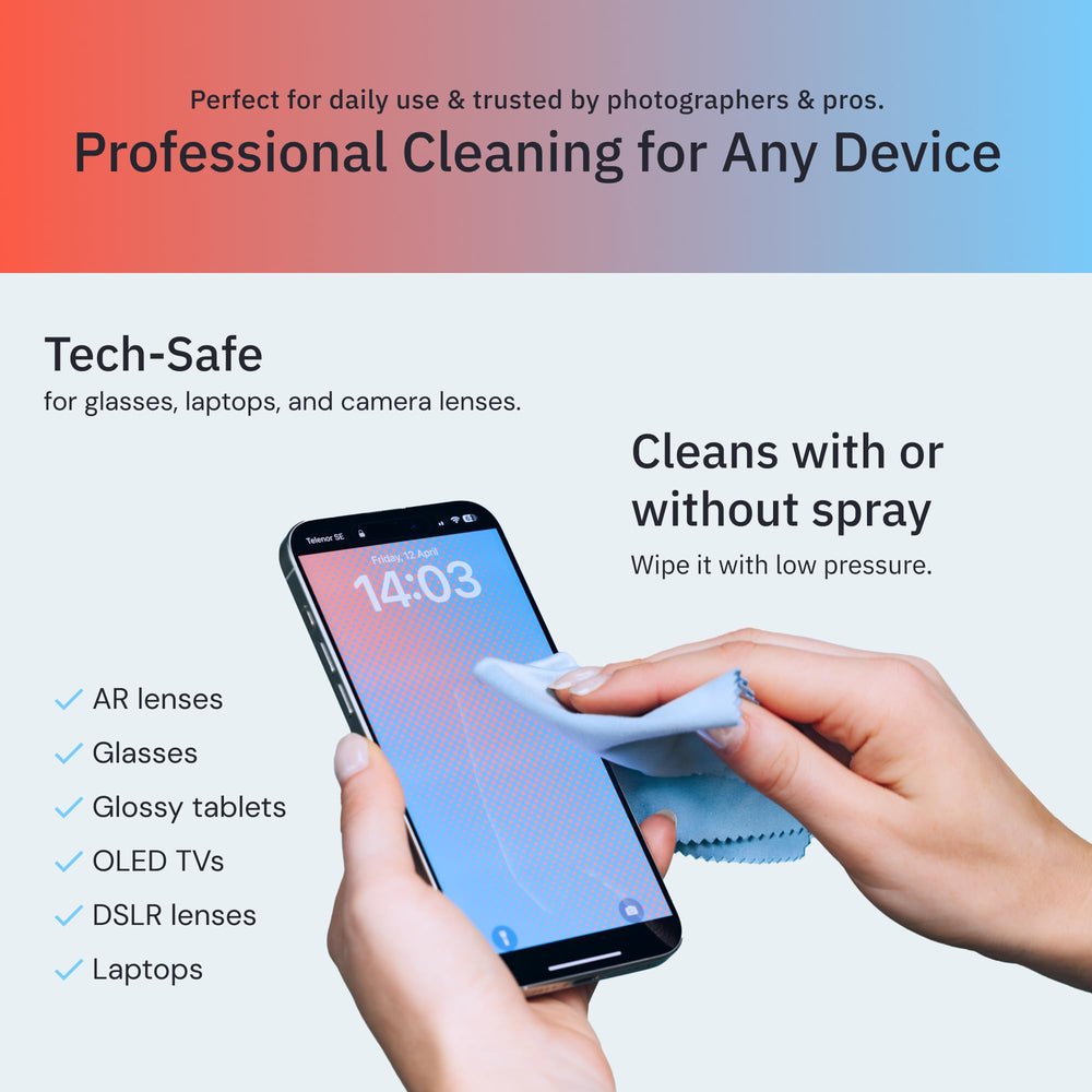 Cloths cleaning eyeglasses and electronic screens on white background