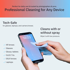 Cloths cleaning eyeglasses and electronic screens on white background