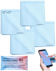 Blue Elite Screens microfiber cleaning cloth 12x12 inches – pack of 4, flat lay