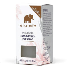 ella+mila fast-dry top coat universal finish for natural or acrylic nails.