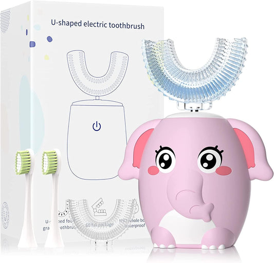 ELOTAME Kids Electric U-shaped toothbrush pink – front view