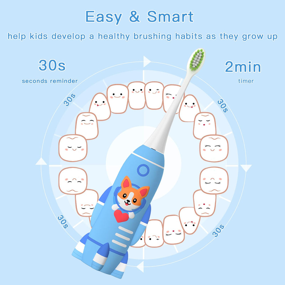 Six brushing modes on kid's electric toothbrush