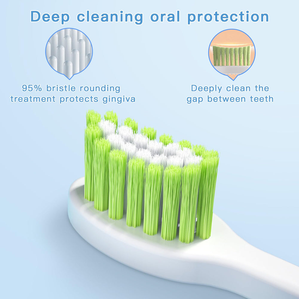 Includes four brush heads for growing kids