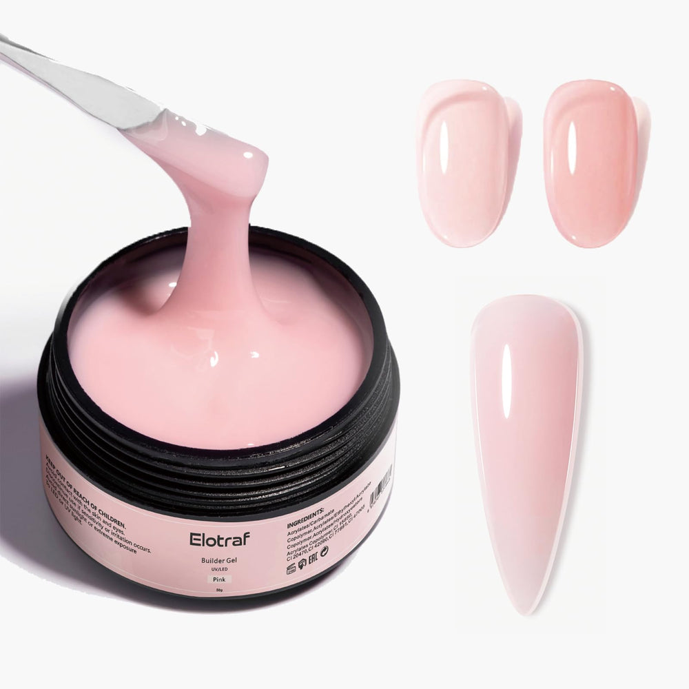 Elova Builder Gel nude pink bottle for precise, smooth sculpting and natural finish