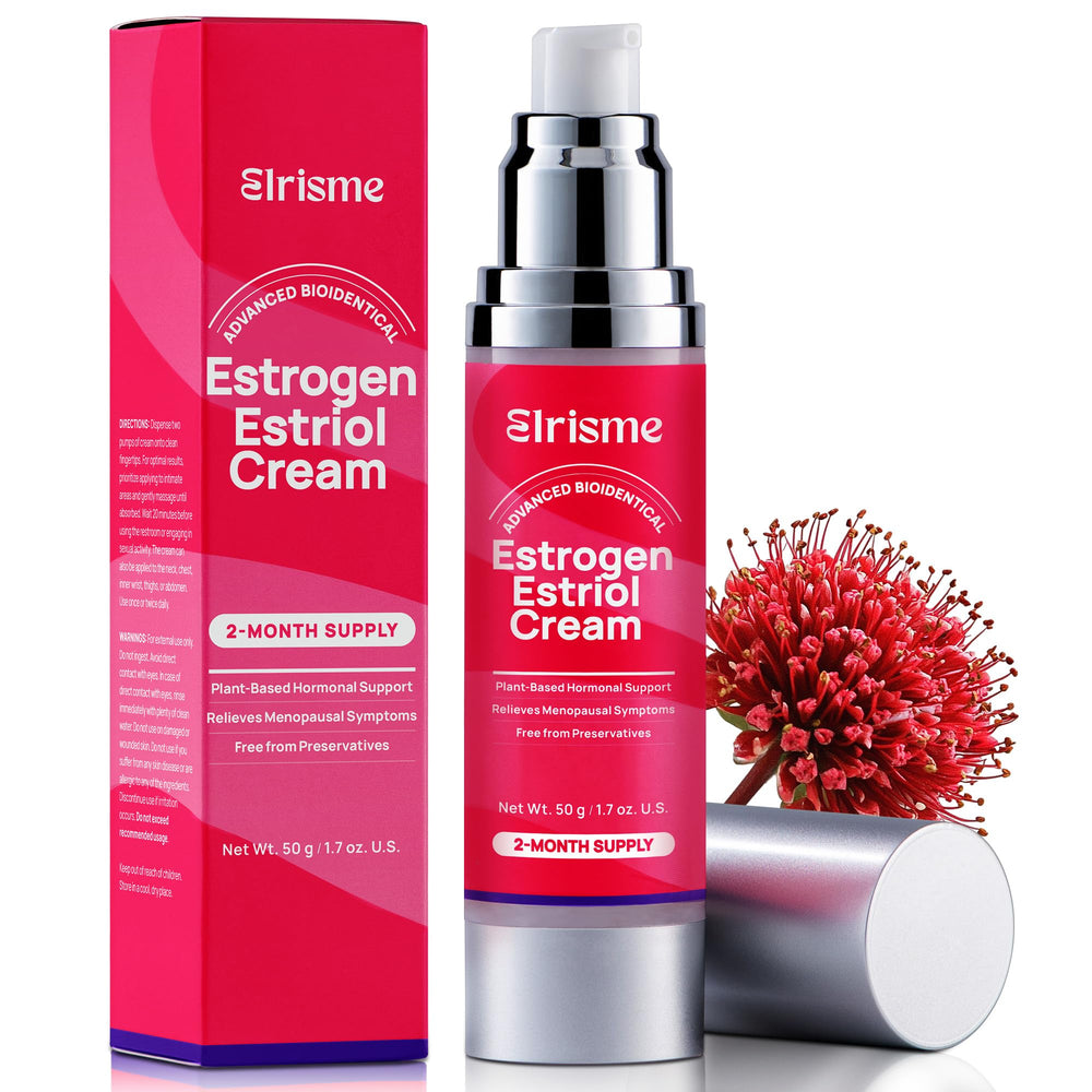Elrisme Estriol Cream bottle for daily menopause comfort.
