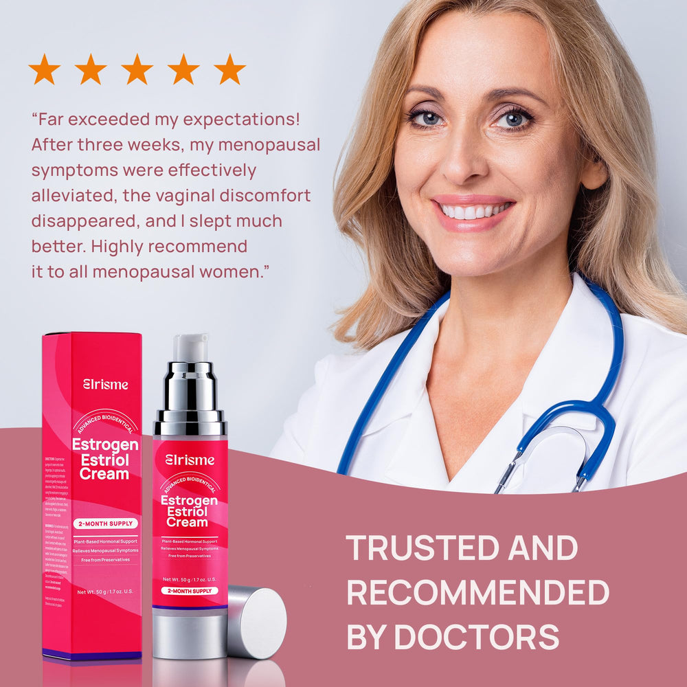 Ingredients label close-up on Elrisme Estriol Cream for informed use.