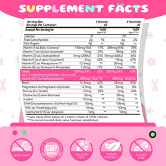 Nutrition label and ingredients on Elysx gummies packaging