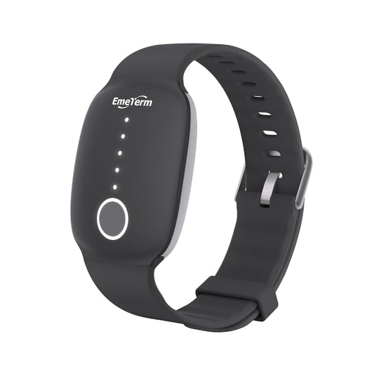 EmeTerm Fashion wristband worn on arm for drug-free nausea relief on the go